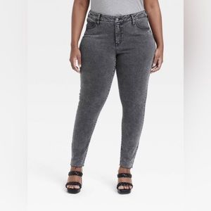 Ava & Viv Women's Plus Size High-Rise Ankle Skinny Jeans (Gray Wash)
